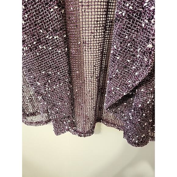 KEREN HART Tan-Open-weave, textured look w/Asymmetrical lower edge Cardigan-XL - Picture 5 of 14